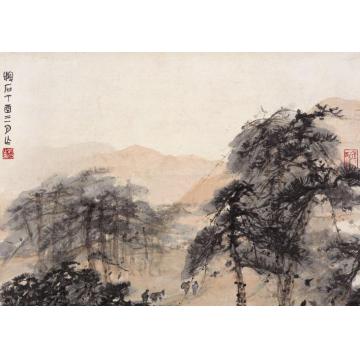 傅抱石油画风景暮霭归庄图字画之家