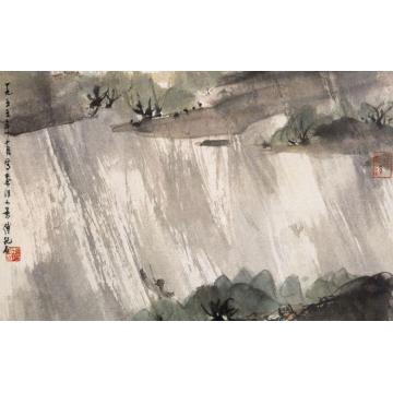 傅抱石油画风景秦淮小景字画之家