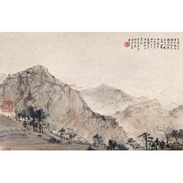 傅抱石油画风景毛泽东《清平乐·六盘山》字画之家