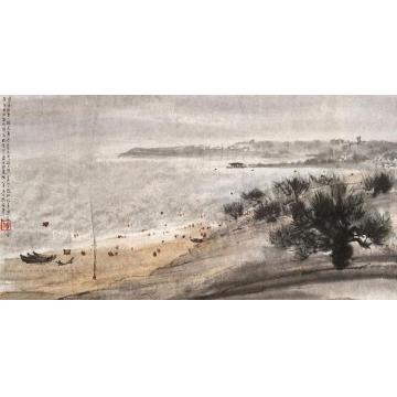 傅抱石油画风景康士坦查“妈妈呀”海滨字画之家