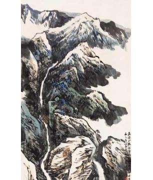 何海霞国画山水长瀑如龙字画之家