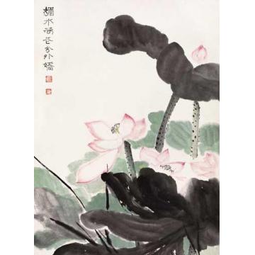 何海霞国画花鸟媚水荷花分外娇字画之家