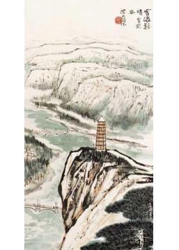 何海霞油画风景山水屏雪后新晴望延安字画之家