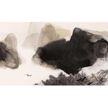 何海霞油画风景江堤晚景字画之家