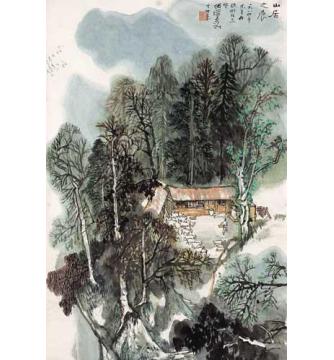 何海霞油画风景山居之晨字画之家