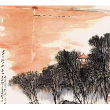 何海霞油画风景霞照波心锦里山字画之家