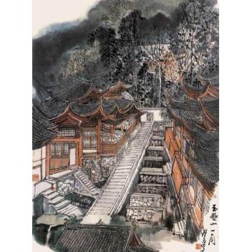 何海霞油画风景玉垒山一角字画之家