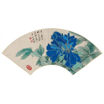 张大千国画花鸟绿牡丹字画之家