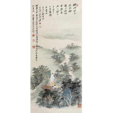 张大千国画山水携琴策杖河山游字画之家