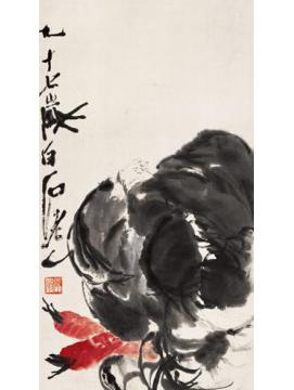 齐白石油画静物白菜萝卜字画之家