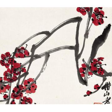 齐白石油画静物花卉草虫之梅花图字画之家