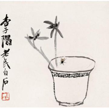 齐白石国画花鸟花卉草虫之兰草蜜蜂图字画之家