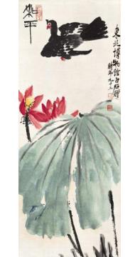齐白石国画花鸟和平鸽图字画之家