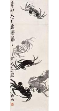 齐白石国画动物墨蟹图字画之家
