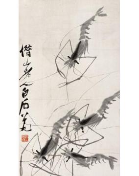 齐白石国画动物游虾图字画之家