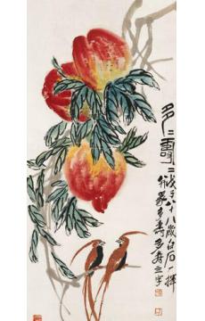 齐白石国画花鸟多寿图字画之家