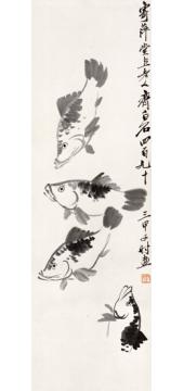 齐白石国画动物四鳜图字画之家