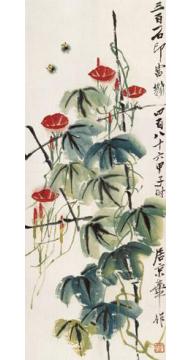 齐白石国画花鸟牵牛花图字画之家