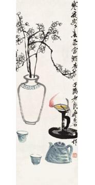 齐白石油画静物寒夜客来茶当酒图字画之家