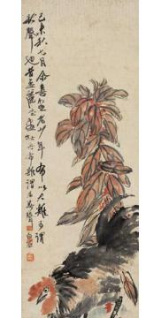 齐白石国画动物雄鸡老少年图字画之家