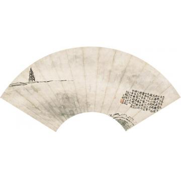 齐白石油画风景雁塔小景字画之家