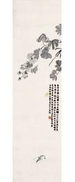 齐白石国画花鸟水族屏之芙蓉游虾图字画之家