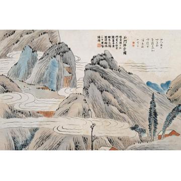 齐白石油画风景石门二十四景图之石门卧云字画之家