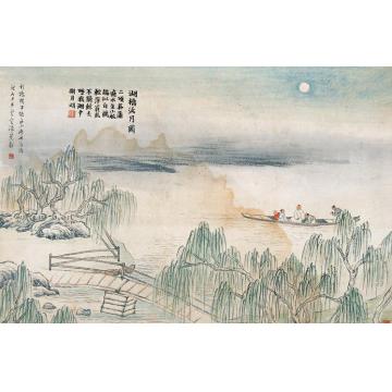 齐白石油画风景石门二十四景图之湖桥泛月字画之家