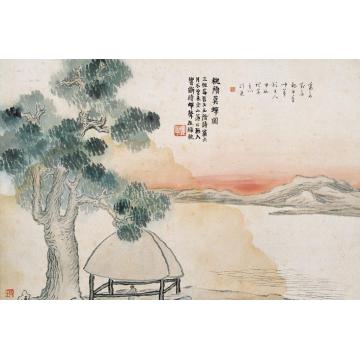 齐白石油画风景石门二十四景图之槐阴莫蝉字画之家