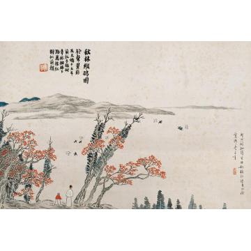 齐白石油画风景石门二十四景图之秋林纵鸽字画之家