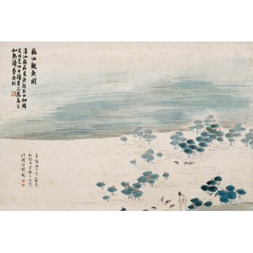 齐白石油画风景石门二十四景图之藕池观鱼字画之家