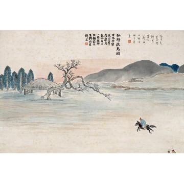 齐白石油画风景石门二十四景图之仙坪试马字画之家