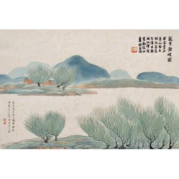 齐白石油画风景石门二十四景图之龙井涤砚字画之家