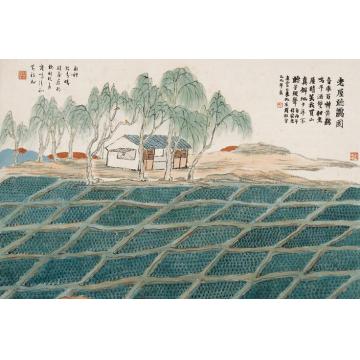 齐白石油画风景石门二十四景图之老屋听鹂字画之家