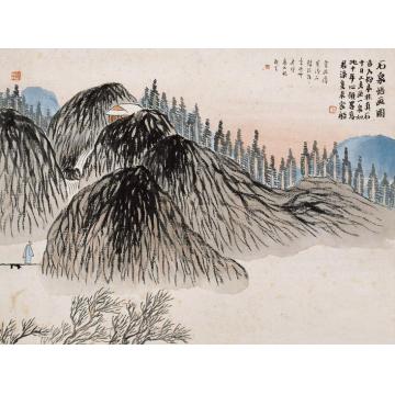 齐白石油画风景石门二十四景图之石泉悟画字画之家