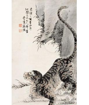 齐白石国画动物老虎图字画之家