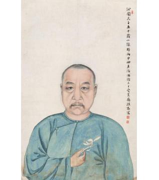 齐白石国画人物沁园夫子五十岁小像图字画之家