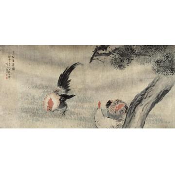 齐白石国画动物三公百寿图字画之家