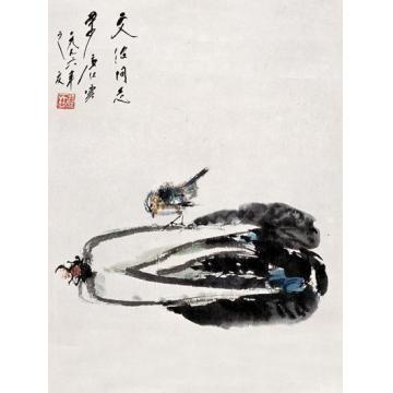 唐云国画花鸟白菜小鸟字画之家
