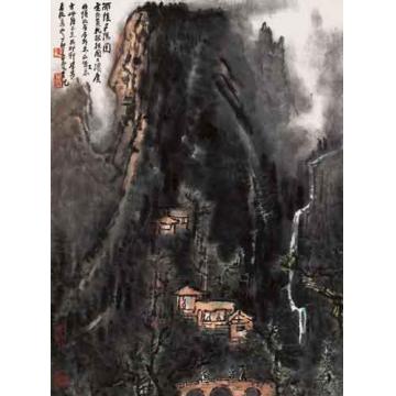 李可染国画山水雨后夕阳图字画之家
