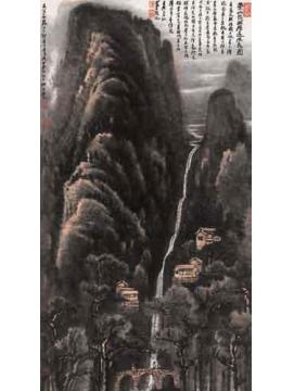 李可染国画山水崇山茂林远源流长图字画之家