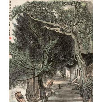 李可染油画风景阳朔南山渡头字画之家