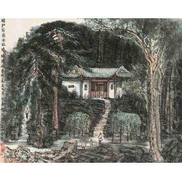 李可染油画风景颐和园扇面殿字画之家