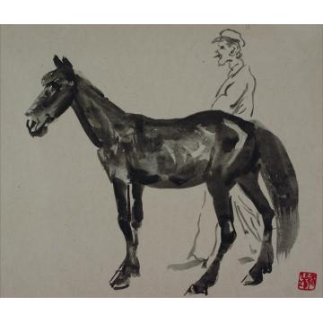 徐悲鸿国画动物马夫与马字画之家