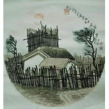 许文邠油画风景打伞不如云遮日 搧扇不如自来风字画之家