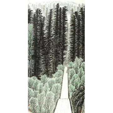 许文邠油画风景大兴安岭途中字画之家