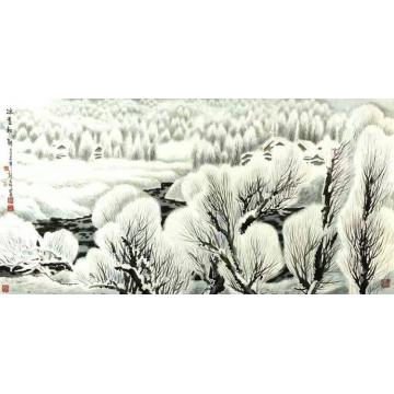 许文邠油画风景冰雪初融字画之家