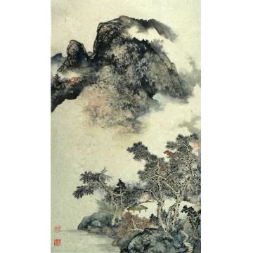 金树勇国画山水两岸青山相对出字画之家
