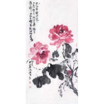 周传波国画花鸟牡丹系列之八字画之家