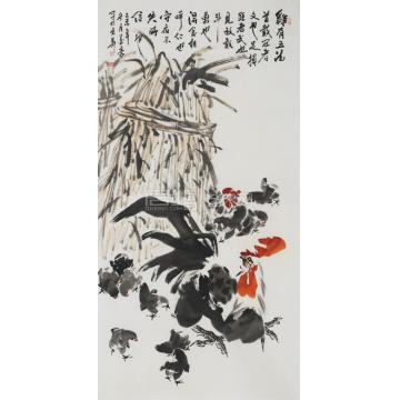 墨豪国画花鸟鸡有五德字画之家